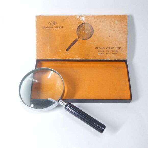 ATCO Reading Glass Magnifier Vintage Magnifying Glass w/Box - Picture 4 of 8